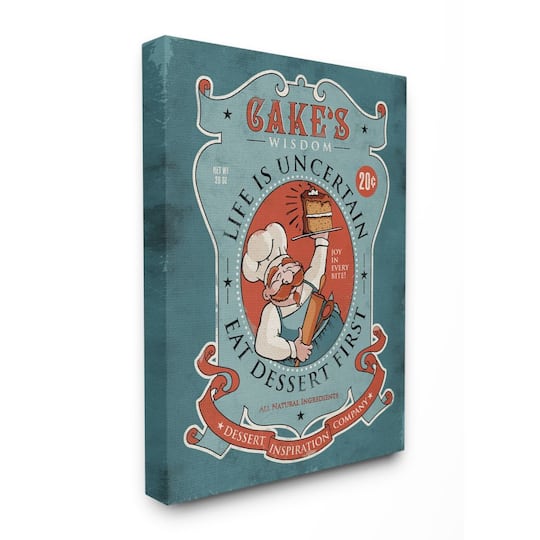 Stupell Industries Cake Wisdom Funny Canvas Wall Art